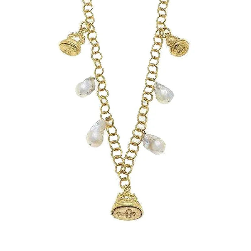 pearl necklaces for women -Pendant Necklace with charms