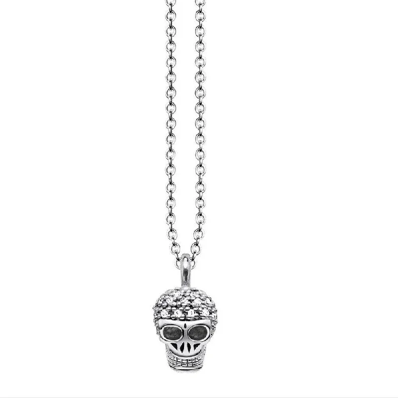 birthday gift necklaces for women -Small Skull Diamond Necklace