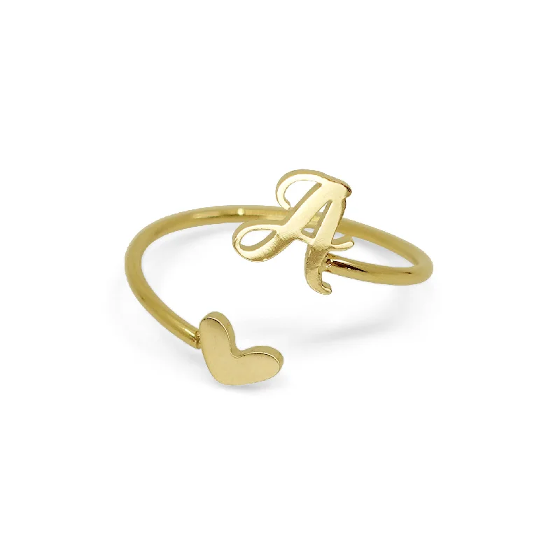 gold plated rings for women -Alphabet Open Wrap Ring in Gold