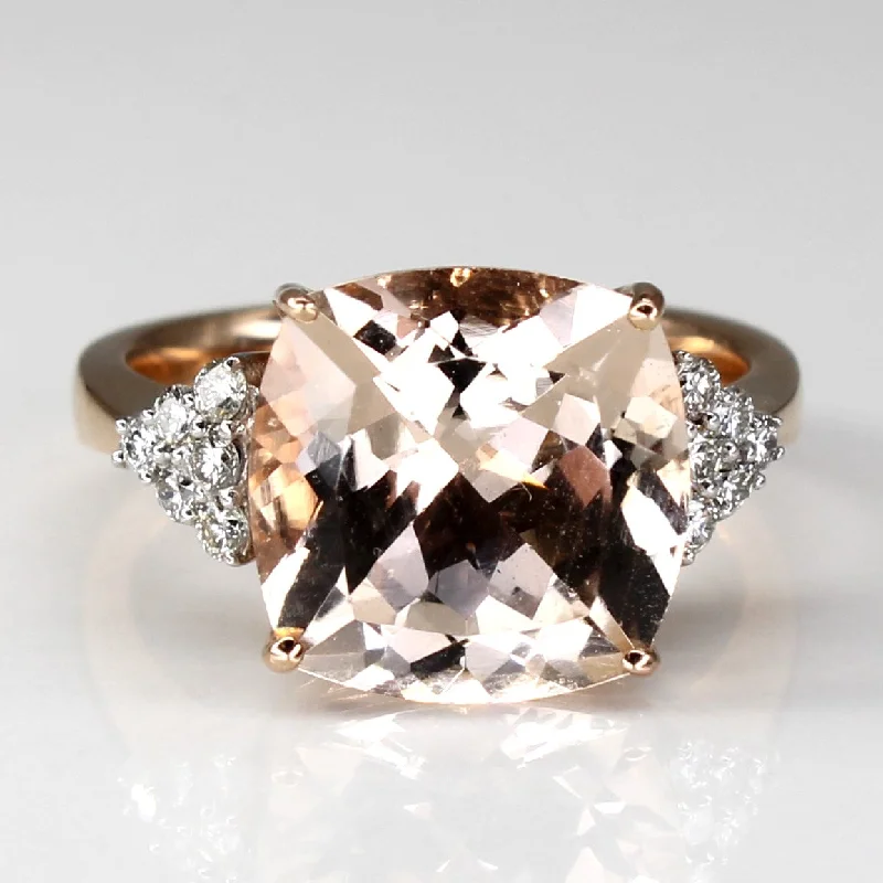 Morganite & Diamond Rose Gold Ring | 5.30ct| 0.24ctw | SZ 7.5 |