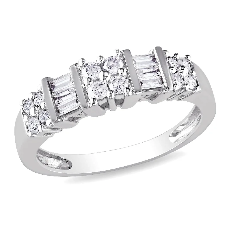 gemstone rings for women -Miadora Signature Collection 10k White Gold 1/2ct TDW Diamond Anniversary Ring