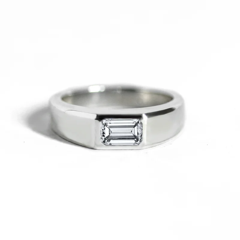 eternity diamond rings for women -Emerald-Cut Moissanite Signet Ring