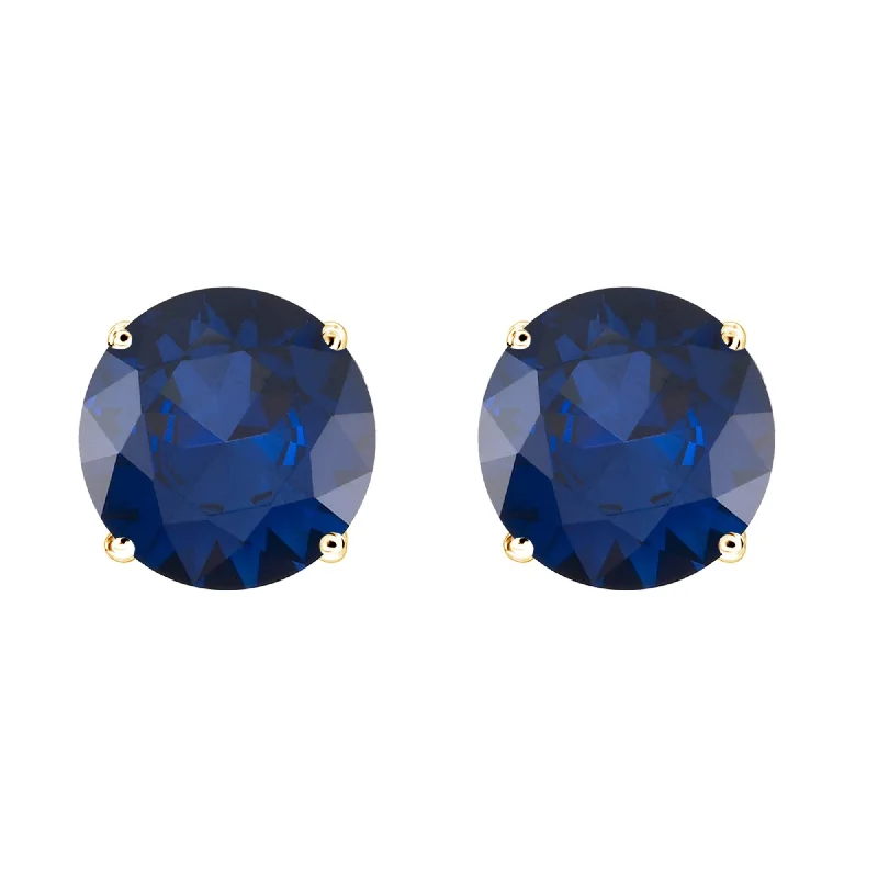 gold rings for women -Yellow Gold with Blue Sapphire Stud Earrring