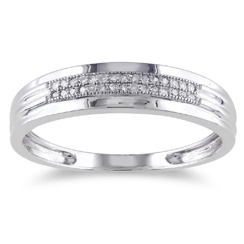 statement rings for women -Miadora 10k White Gold 1/10ct TDW Diamond Anniversary Ring