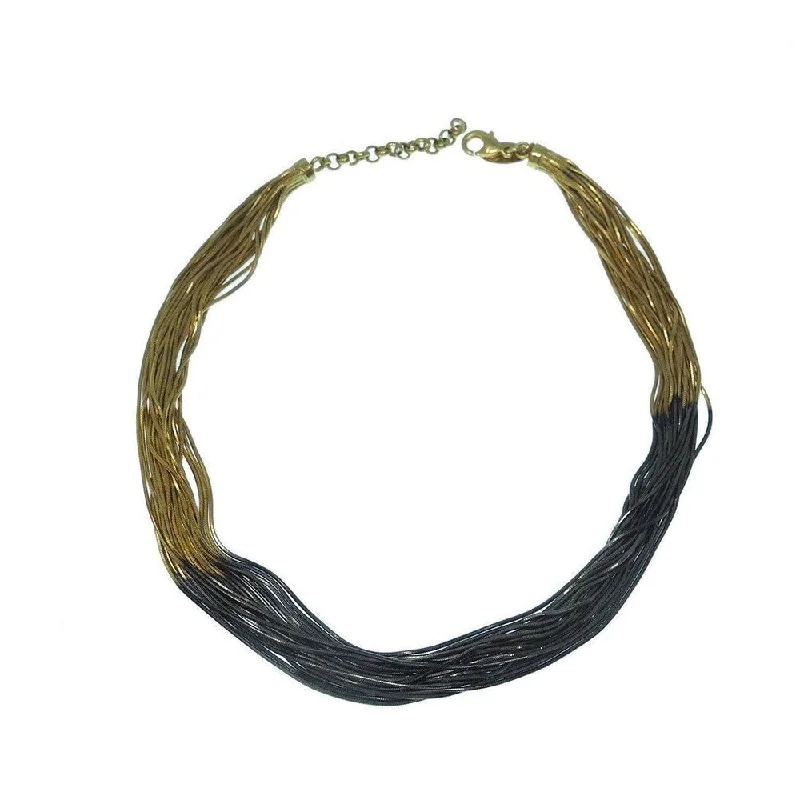 vintage gold necklaces for women -Multi Strand Ruthenium and Gold Necklace