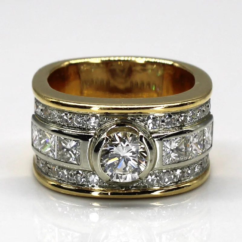 Bezel Diamond Wide Gold Ring | 2.01ctw | SZ 5.25 |