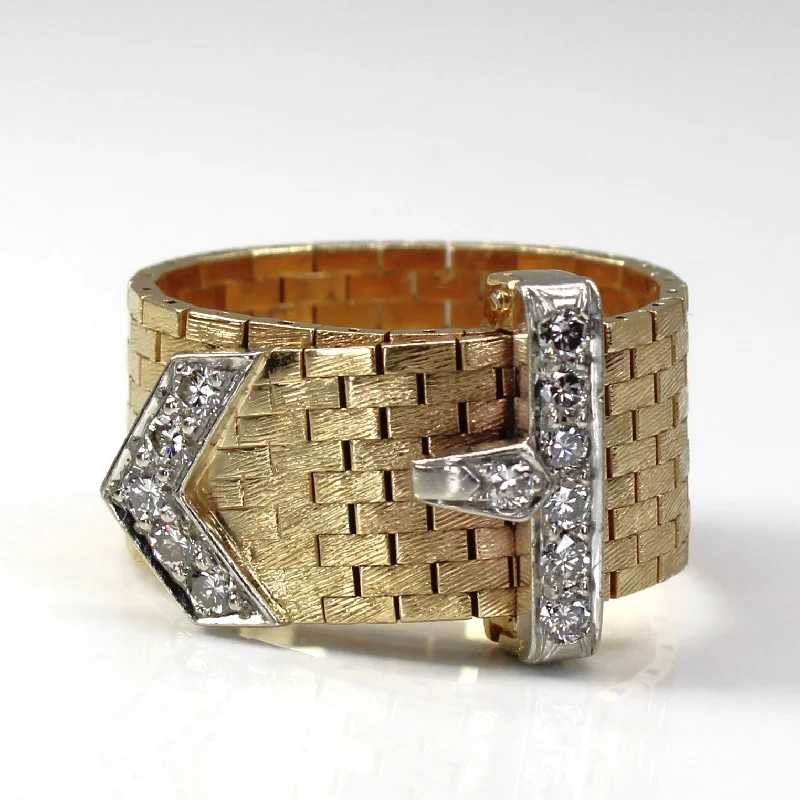 Diamond Buckle Gold Ring | 0.30ctw | SZ 7.75 |