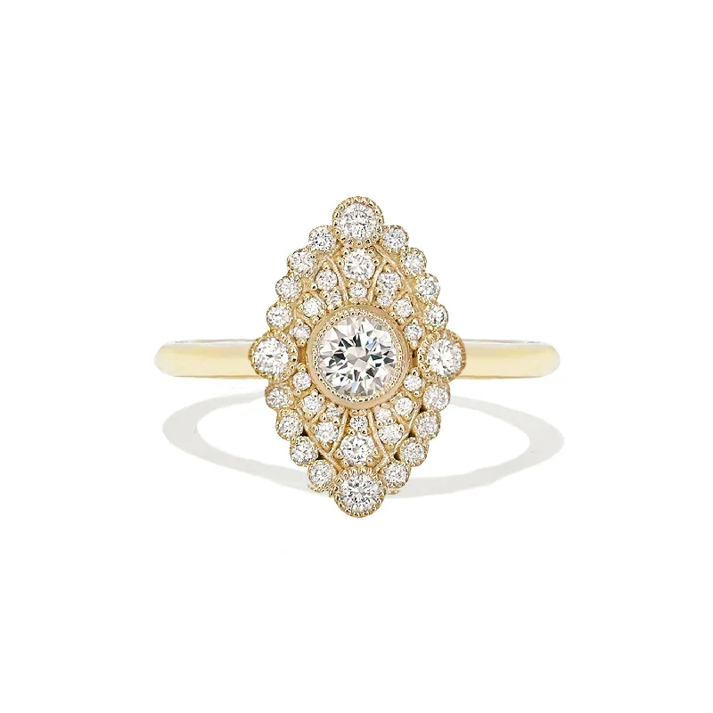 heart-shaped rings for women -Marquise Shape Round Diamond Mosaic Ring