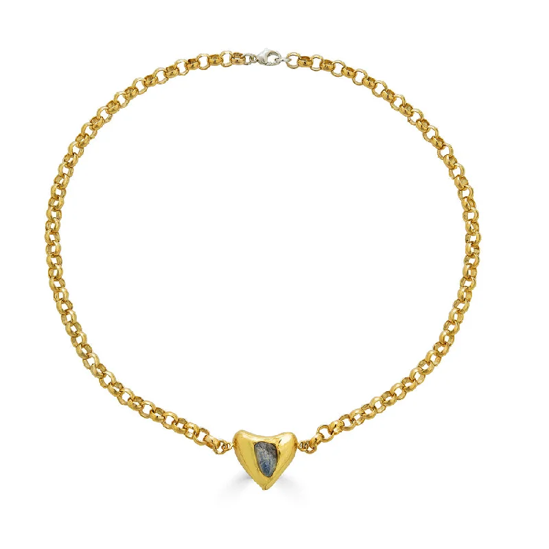 women's gold necklaces -Floating Sapphire Heart