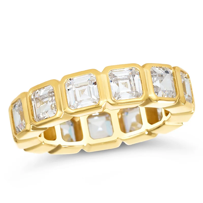 eternity diamond rings for women -Men's 6.5 Carat Asscher Ring