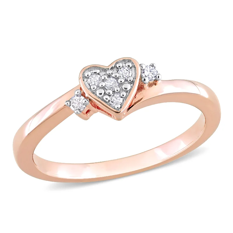 solitaire rings for women -Miadora 1/10ct TDW Diamond Heart Ring in Rose Silver