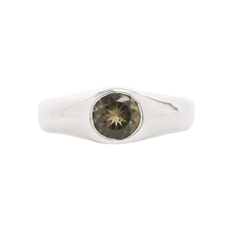 wedding bands with diamonds -ASTRID RING / MOLDAVITE