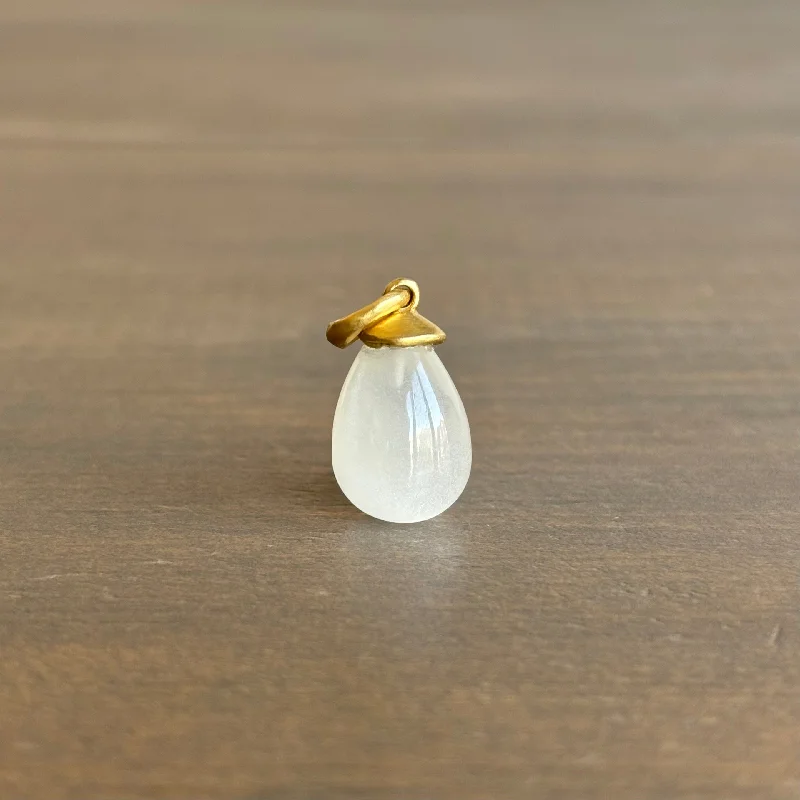 anniversary gift necklaces for women -Sculptural Opaque Rock Crystal Drop Pendant