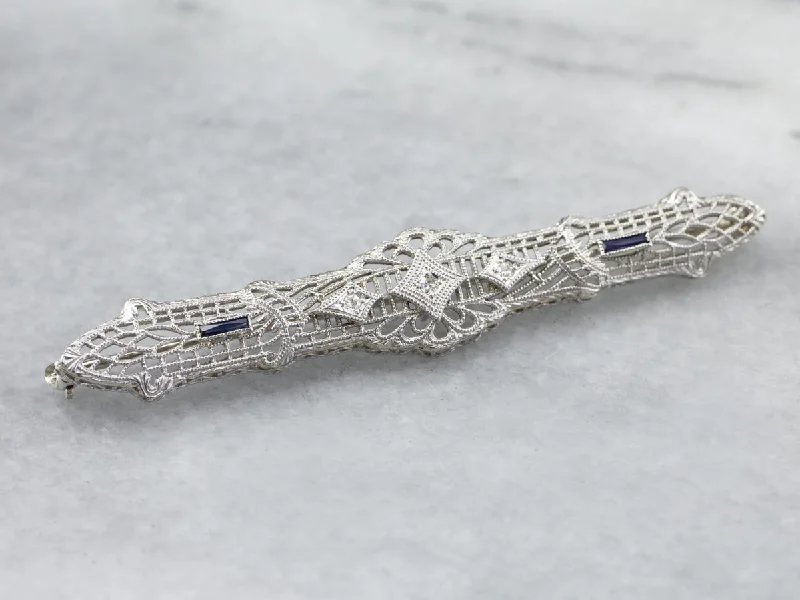 elegant evening brooches -Art Deco Diamond Filigree Brooch