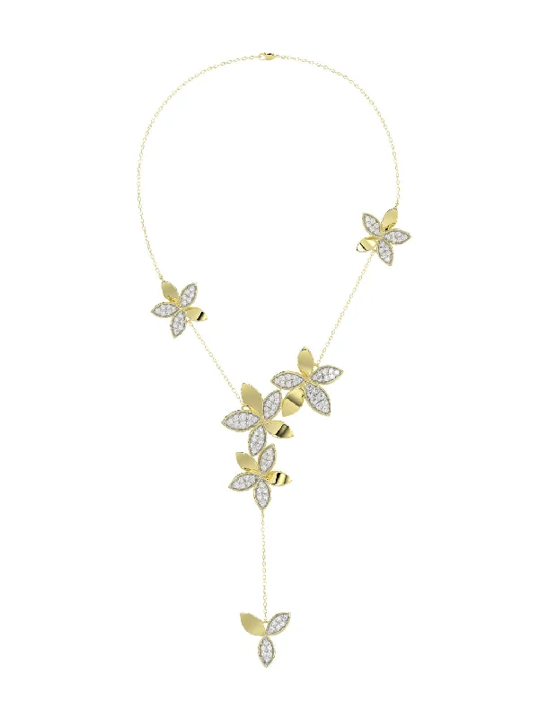 engagement necklaces for women -Wild Flower Yellow Gold Y Necklace