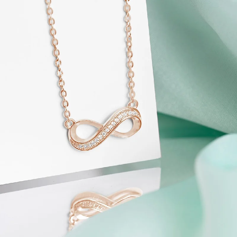 layered necklaces for women -Infinite Rose Gold Dreams CZ 925 Sterling Silver Infinity Necklace