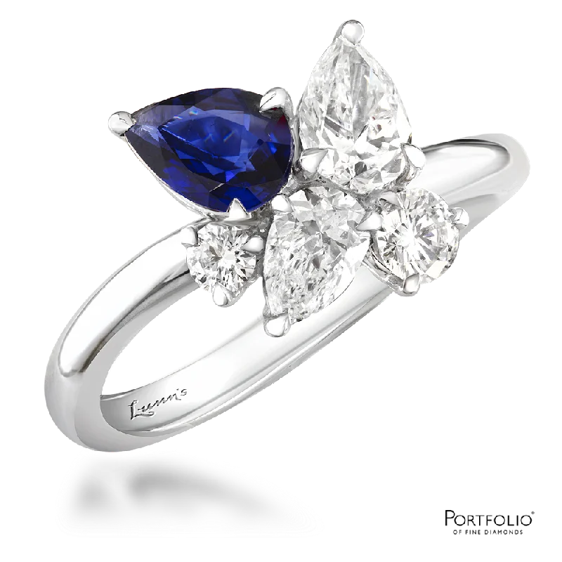 Five Stone 0.89ct Sapphire White Gold Ring