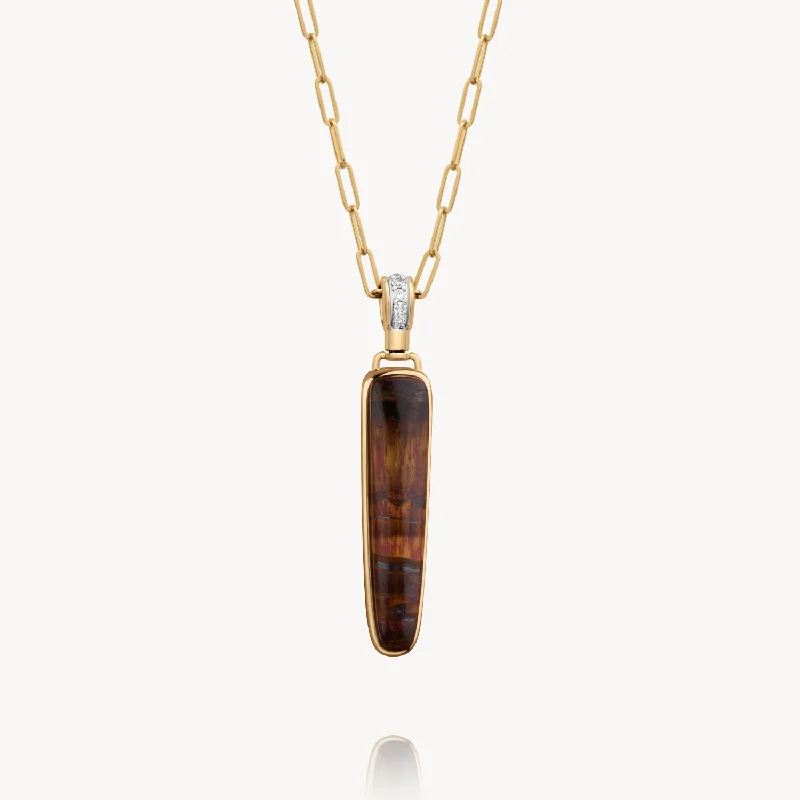 handmade necklaces for women -Elongated Tiger's Eye Necklace