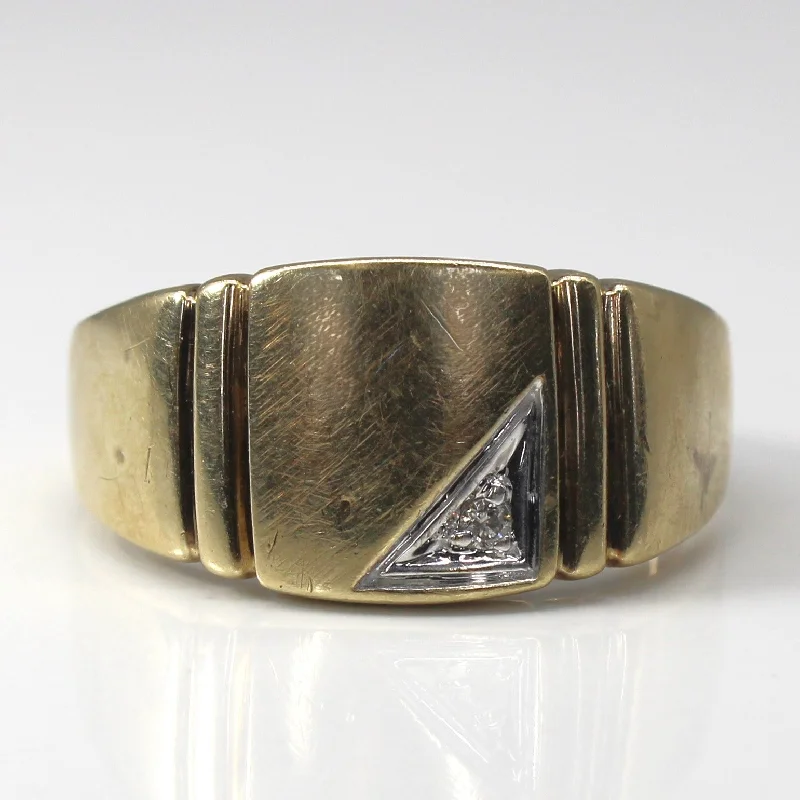 Diamond Signet Gold Ring | 0.02ct | SZ 9 |