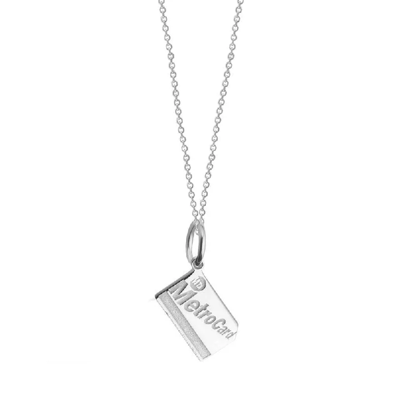 vintage necklaces for women -Silver Mini MetroCard Charm Necklace