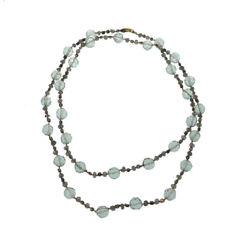 men's style necklaces for women -Labrodorite and Green Topaz Necklace