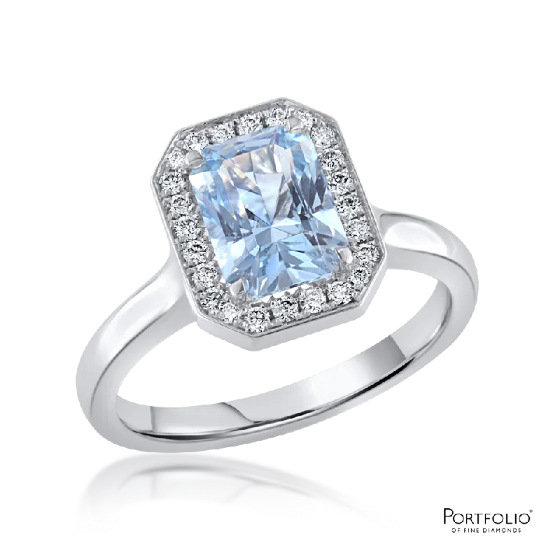 Cluster 1.45ct  Aquamarine and Diamond White Gold Ring