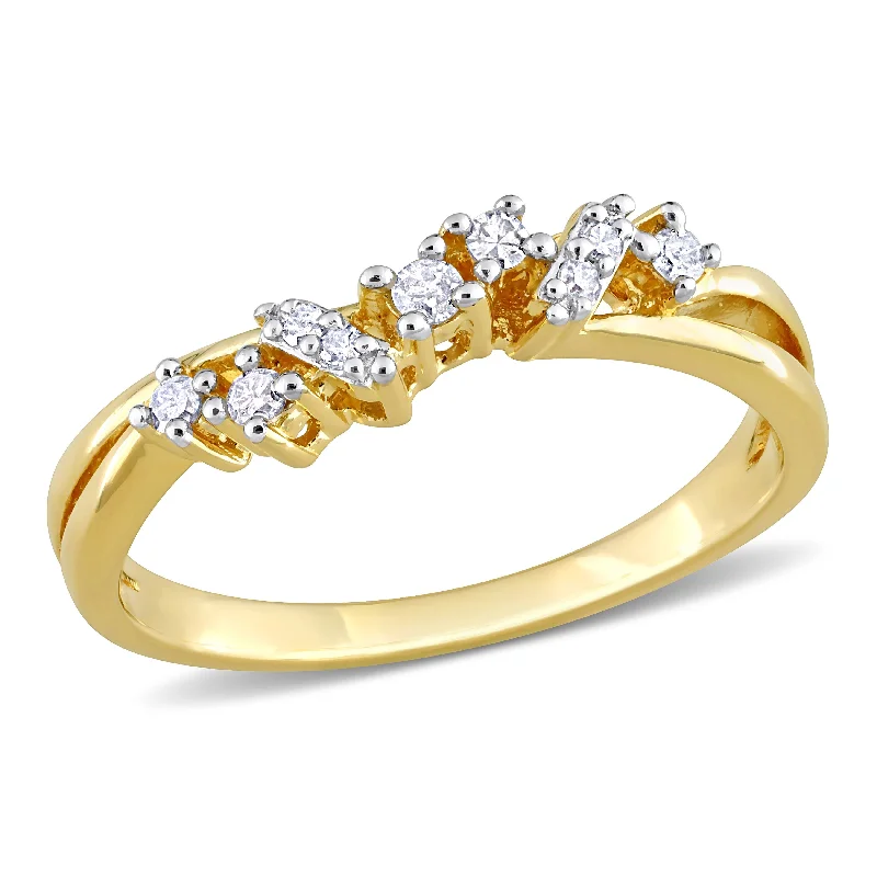 silver rings for women -Miadora 1/6ct TDW Diamond Nine Stone Ring in Yellow Silver