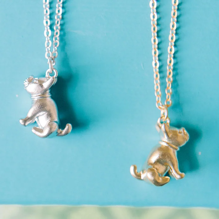 silver chain necklaces for women -Bull Dog Necklace