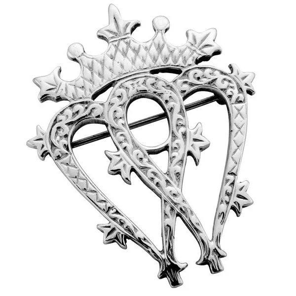 stylish brooches for women -Sterling Silver Luckenbooth Brooch - NO049