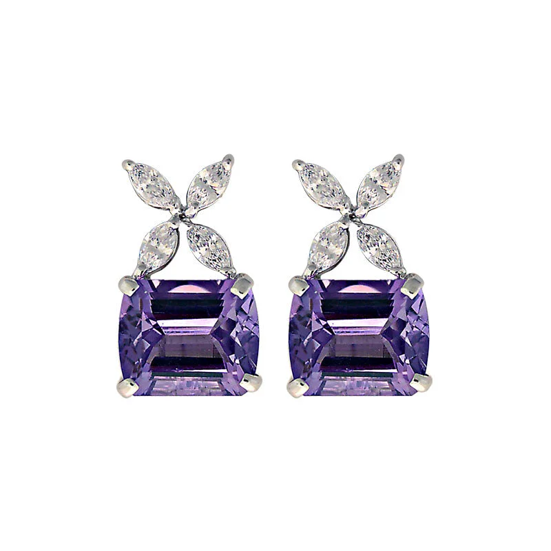 multi-colored earrings for women -Earrings-Amethyst and Crystal