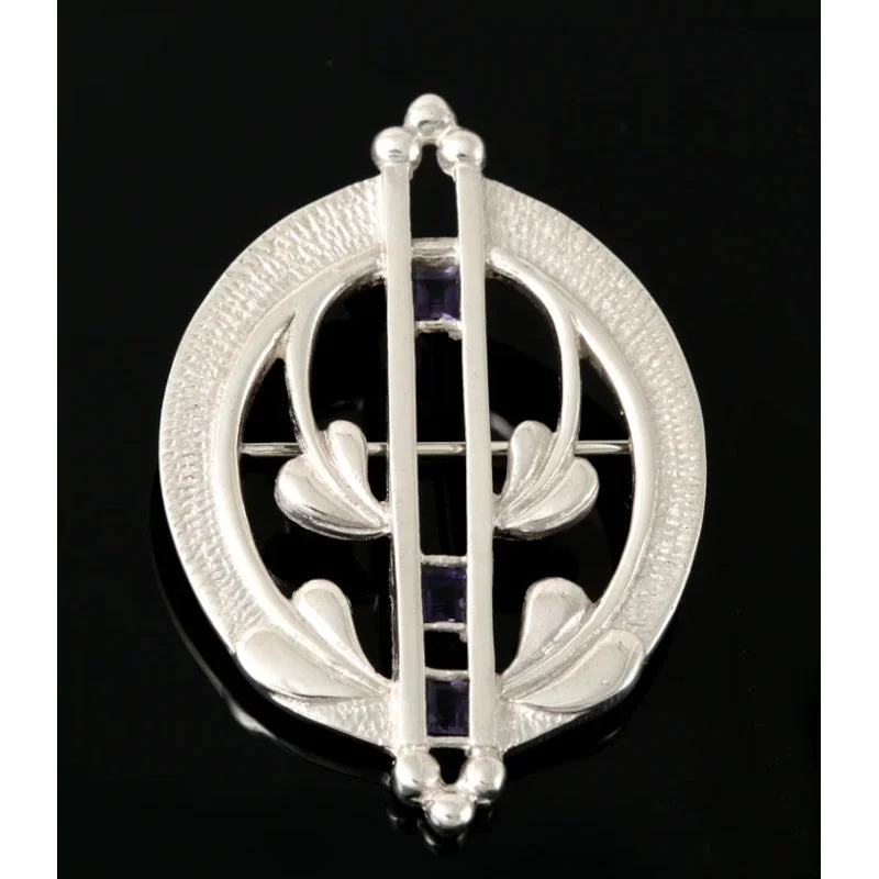 gemstone brooches for women -Glasgow Girls Sterling Silver or 9ct Yellow Gold Brooch with Amethyst - GB140