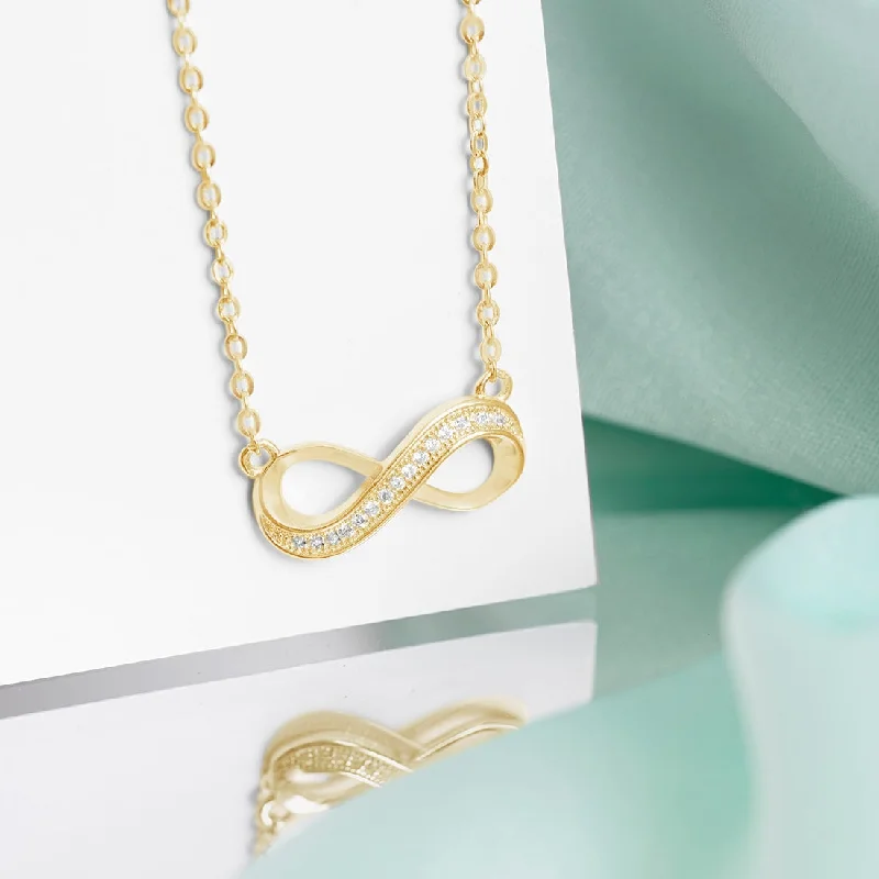 gold pendant necklaces for women -Infinite Love Embodied Gold-Plated Cubic Zirconia 925 Sterling Silver Necklace