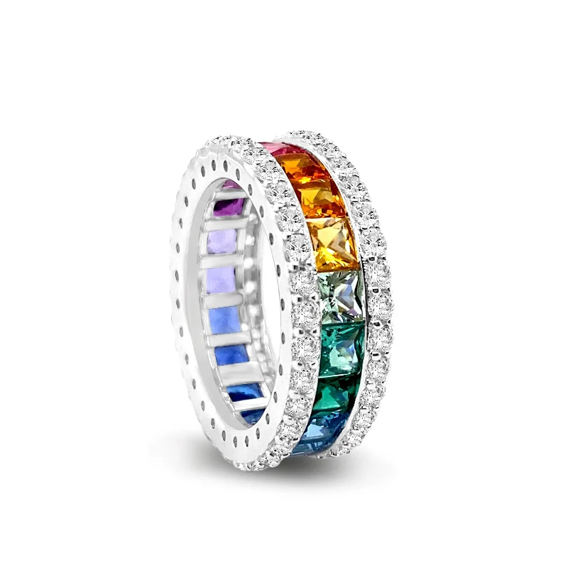 sapphire rings for women -Rainbow Sapphire Eternity Ring