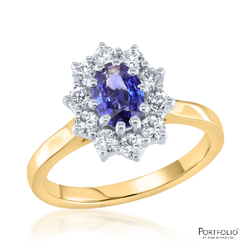 Cluster 0.74ct Sapphire Yellow Gold Ring