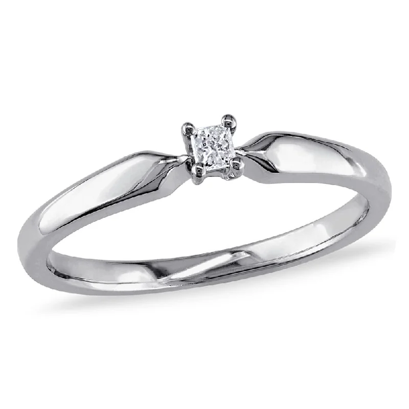 promise rings for women -Miadora Sterling Silver Princess-cut Diamond Accent Solitaire Promise Ring