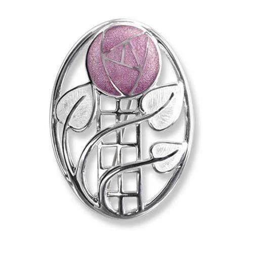 luxury pearl brooches -Sterling Silver And Enamel Mackintosh Brooch- SBO447B