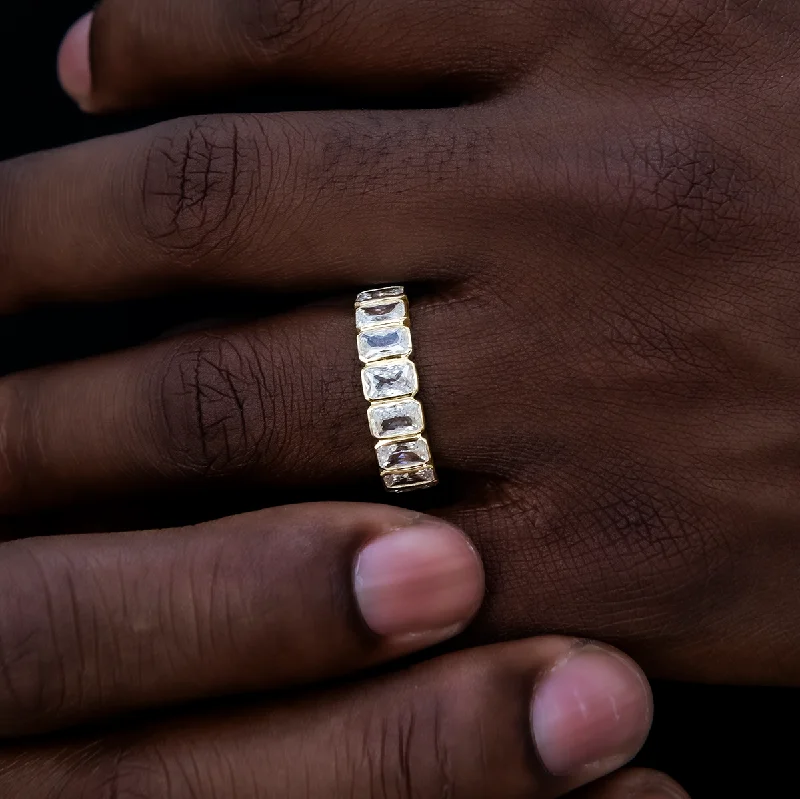 trendy rings for women -Baguette Bezel Ring in Yellow Gold Vermeil