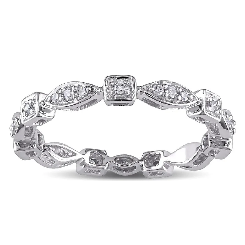 luxury diamond wedding rings -Miadora 10k White Gold 1/5ct TDW Diamond Geometric Eternity Ring