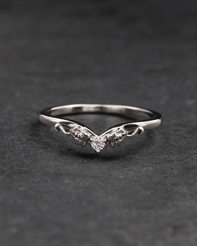 READY TO SHIP: Ivy wedding band with natural diamond 2mm, 14K white gold, matching ring for Ariadne, Size 6.5 US