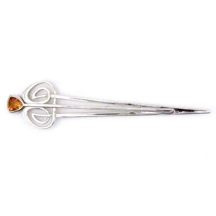 elegant pin brooches -Sterling Silver And Citrine Kilt Pin - 866KCIT