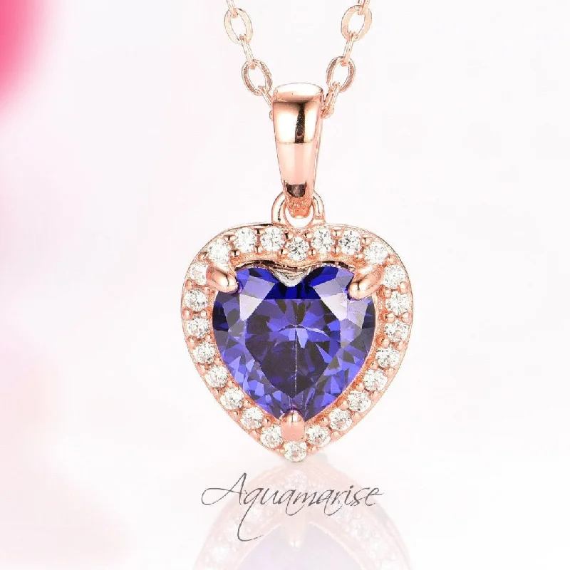 gold pendant necklaces for women -Love Tanzanite Necklace- 14K Rose Gold Vermeil