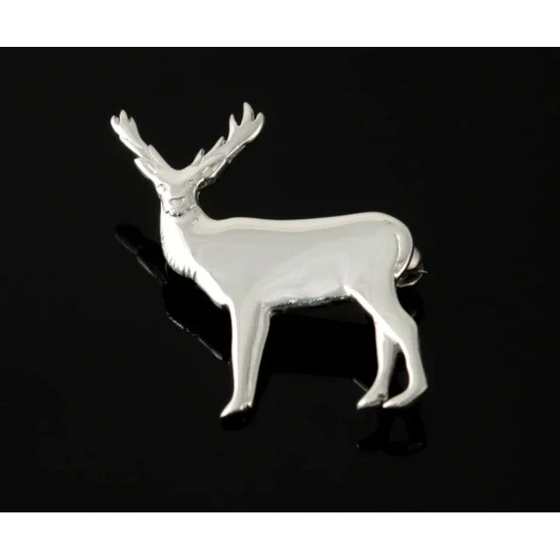 enamel brooches for women -Stag Sterling Silver or 9ct Yellow Gold Brooch - BW10