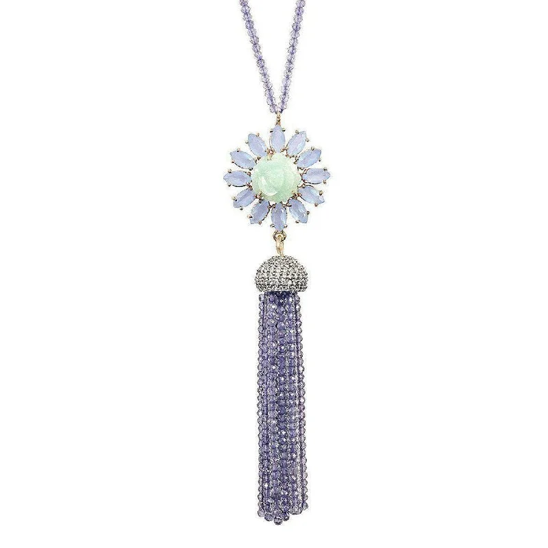 short necklaces for women -Blue Chalcedony Tassel Necklace