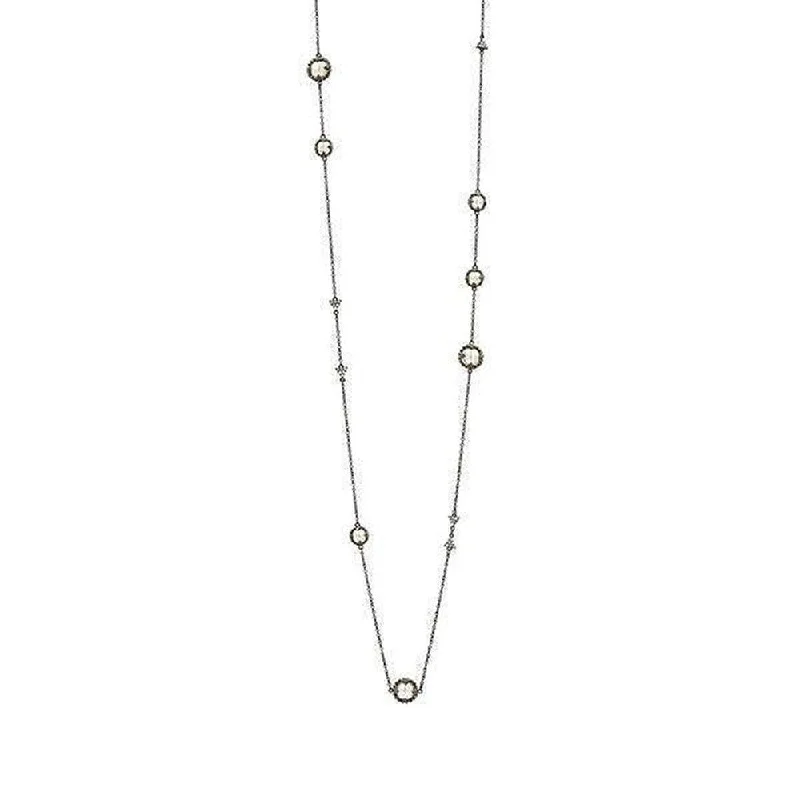 fashion choker necklaces -Industrial Finish Pearl Station Necklace