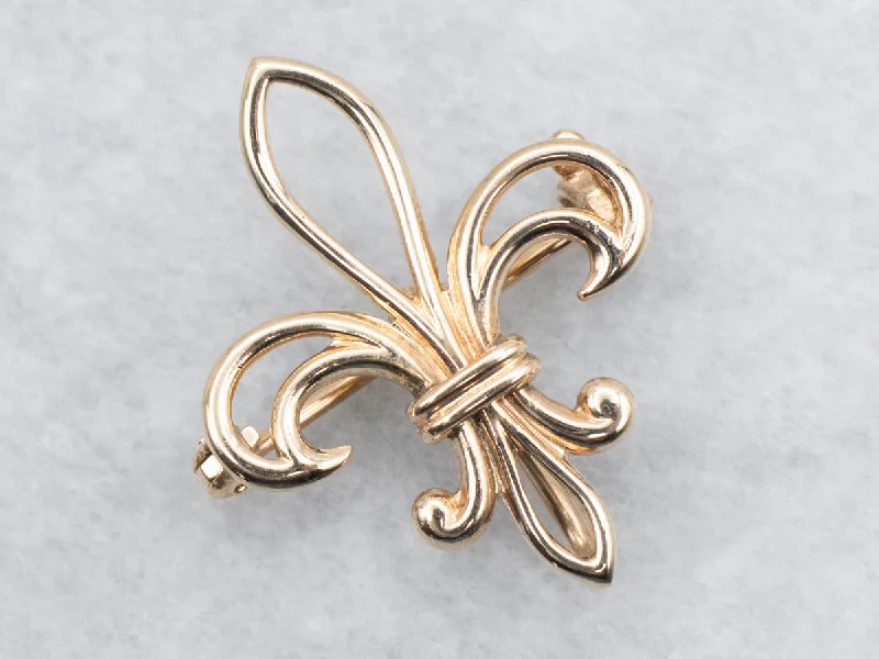 brooches for evening dresses -Fleur de Lis Cutout Brooch