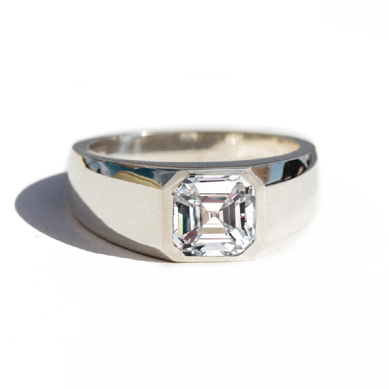 custom rings for women -Asscher Cut Diamond Signet Ring