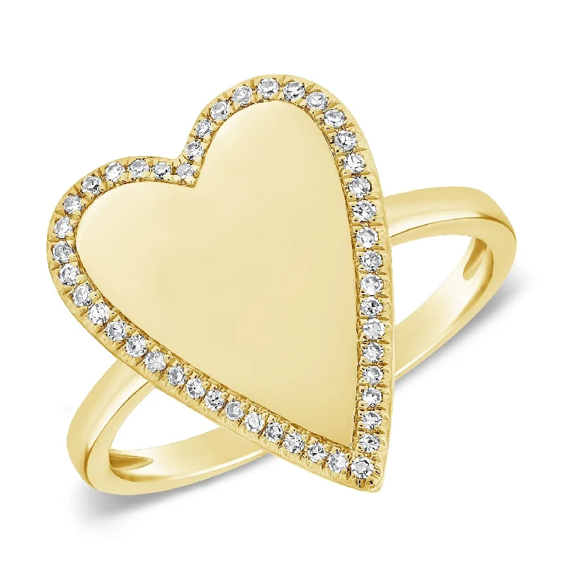 gold plated rings for women -Joelle Diamond 1/10 ct. t.w. Pave Heart Ring 14k Gold