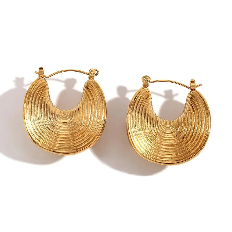 simple gold earrings for women -Gold and Silver Ripple Textured Hoop Earrings – Statement Jewellery for Women