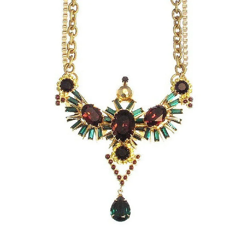 long chain necklaces for women -McPherson Necklace in Gold with Burgundy Pendant