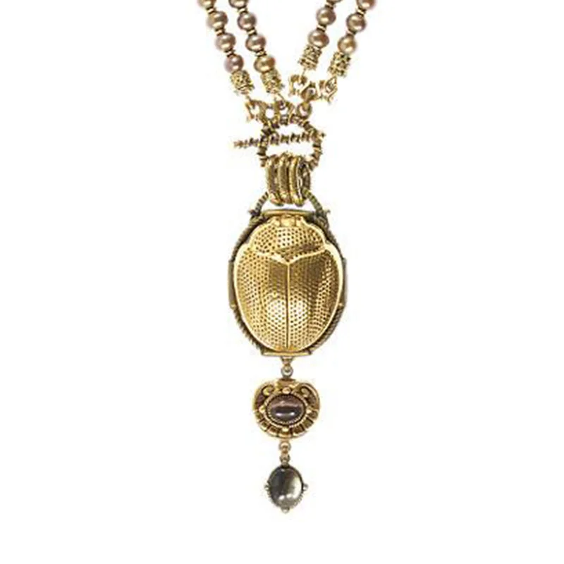 rose gold necklaces for women -Gold Scarab Necklace